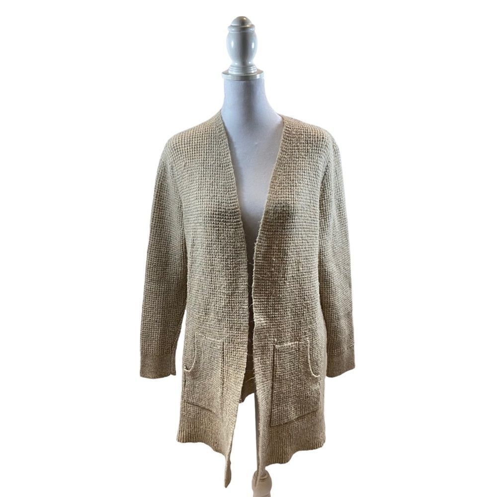 Time and Tru Brand Open Front‎ Long Oatmeal Colored Sweater Size Small